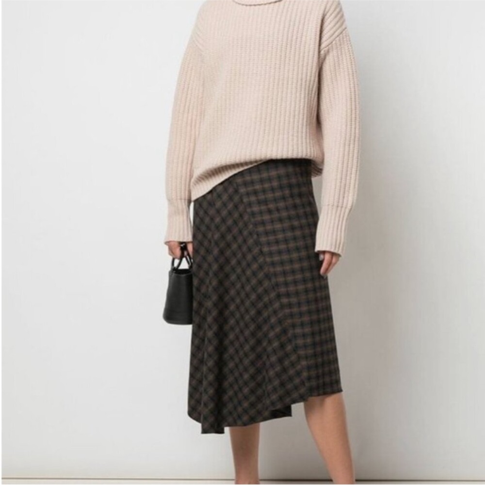 Vince Check Plaid Midi Skirt